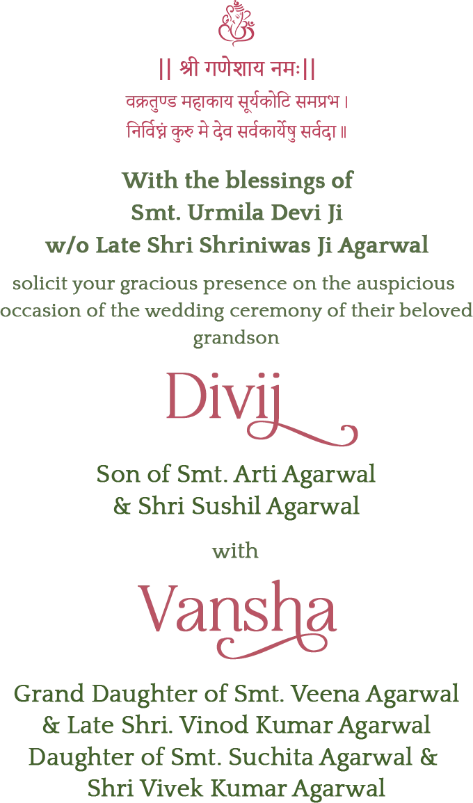 Wedding invitation — Vansha and Divij